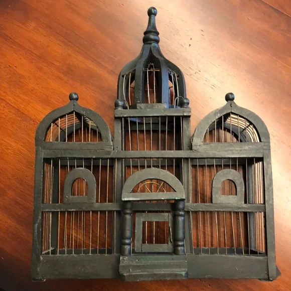 Vintage Taj Mahal Wood + Wire Decorative Birdcage - Picture 1 of 8